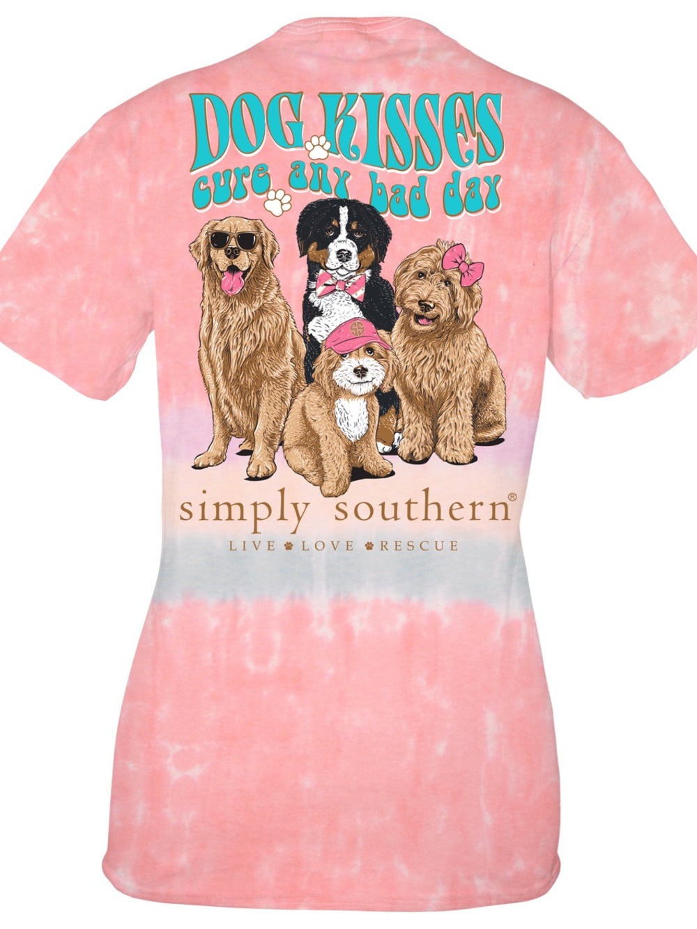 NWT Simply Southern Pink Tie-Dye Dog Graphic Tee - 'Dog Kisses'